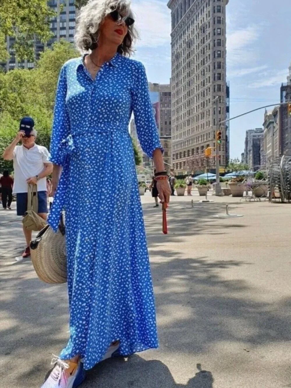 *SHOP CLOSING 4/26* Zara Blue White Marilyn Belted Floral Maxi Dress XL - Picture 5 of 6